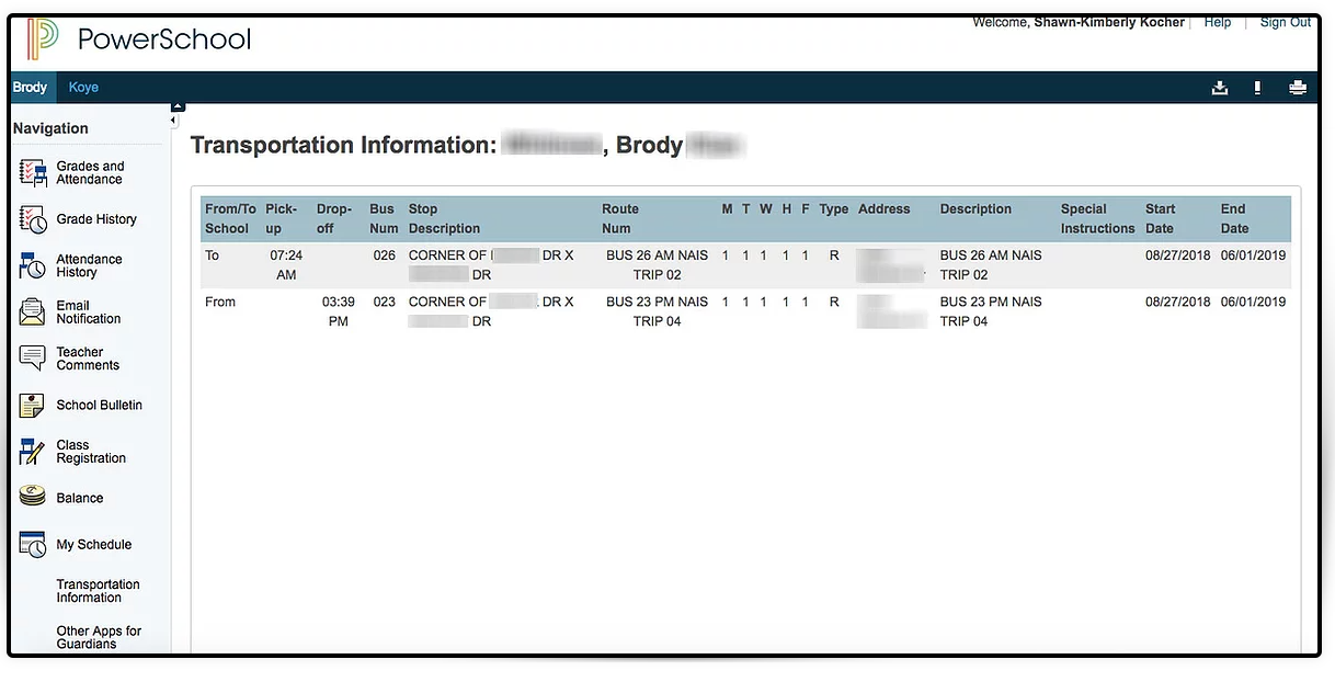 Transportation Information View 